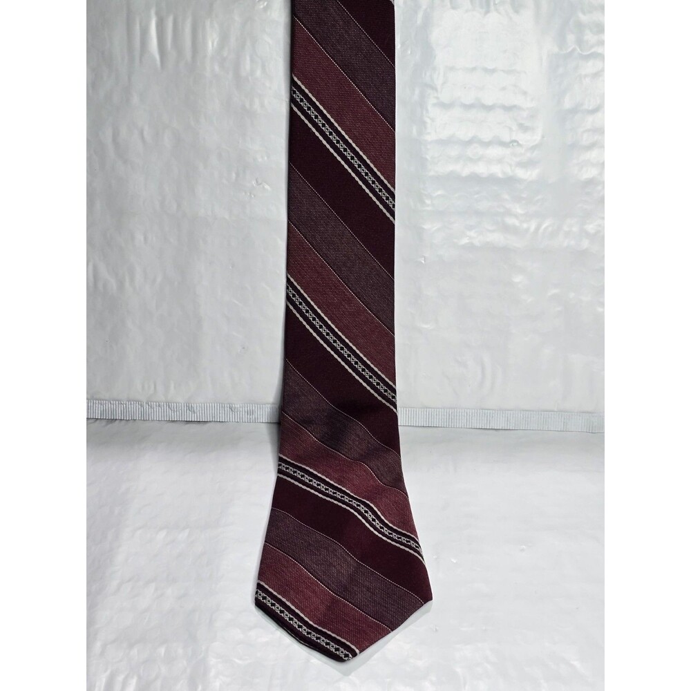 Johnny Carson Men's Necktie Polyester Made in USA Red Stripped